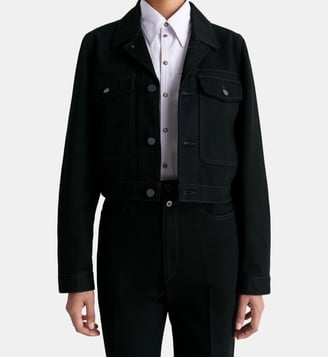 Blouson droit en coton fermeture boutonnée - Lemaire - Black