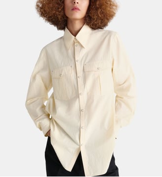 Chemise droite en coton poches plaquées - Lemaire - Écru