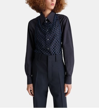 Top Fishnet sans manches dos-nu - Lemaire - Bleu orage