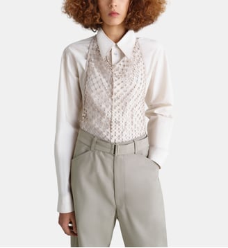 Top Fishnet sans manches dos-nu - Lemaire - Beige