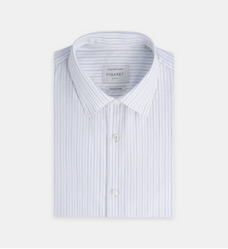 Chemise droite à rayures - Figaret - Bleu clair et blanc