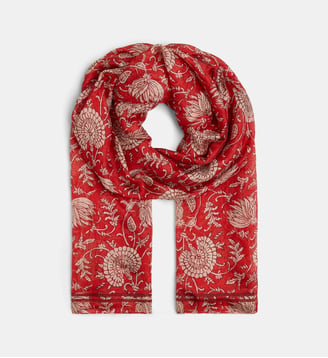 Foulard Vilana floral soie  - Galeries Lafayette - Rouge