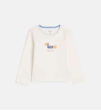 T-shirt manches longues Lalenzou rayé en coton bio - Cadet Rousselle - Écru