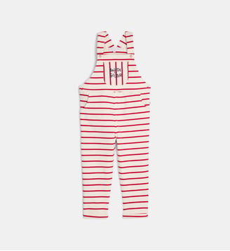 Salopette rayée Louis en coton bio - Cadet Rousselle - Écru et rouge