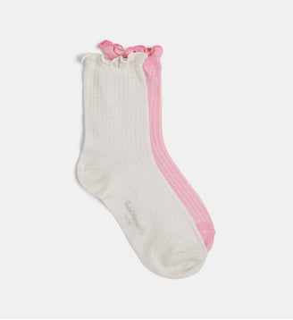 Lot de 2 chaussettes Lasokete Lur en coton - Cadet Rousselle - Écru et rose