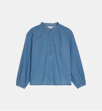 Top à pois Lichy Den en coton bio - Cadet Rousselle - Bleu et écru
