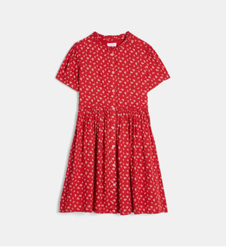 Robe Lalte Vis plissée à motif fleuri - Cadet Rousselle - Rouge et écru