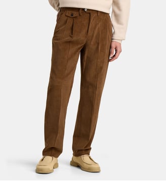 Pantalon droit Covent en velours milleraies - Balibaris - Marron