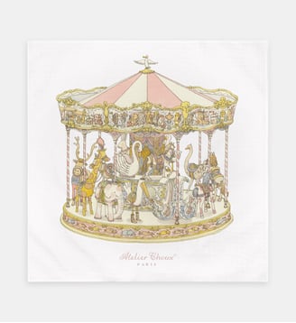 Lange carré Carrousel - Atelier Choux - Blanc et rose