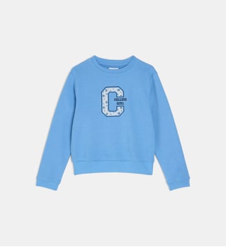 Sweat Legeve motif floral en coton bio mélangé - Cadet Rousselle - Bleu moyen
