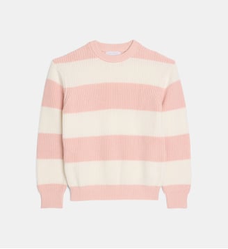 Pull bicolore rayé Lamalaga - Cadet Rousselle - Écru et rose