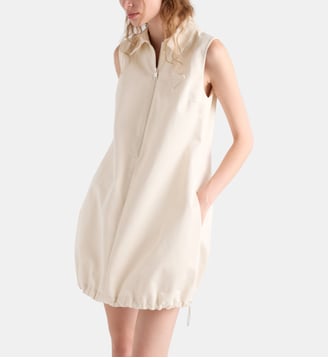Robe droite et courte sans manches en chino - Prada - Neutre