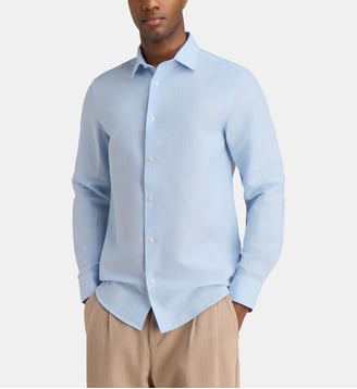 Chemise droite Hali en lin et coton - Galeries Lafayette - Bleu