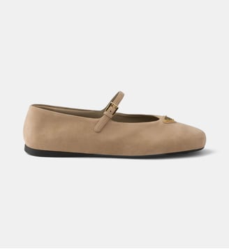 Ballerines en cuir velours - Prada - Neutre