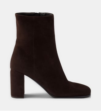 Bottines en cuir effet velours fermeture à glissière - Prada - Marron