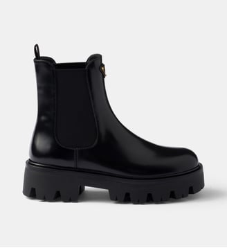 Bottines en cuir brossé - Prada - Noir
