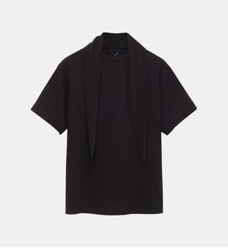 T-shirt droit col foulard en jersey de coton - Carven - Noir