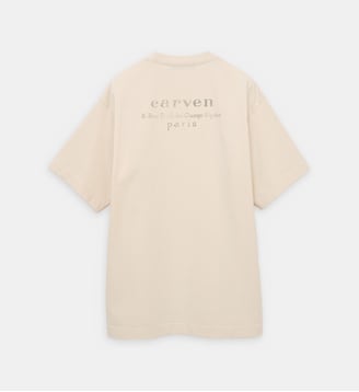 T-shirt Skater droit en jersey de coton imprimé - Carven - Écru