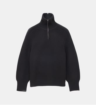 Pull camionneur droit col zippé en laine - Carven - Noir
