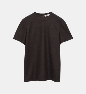 T-shirt ajusté en flanelle de laine - Carven - Marron chiné