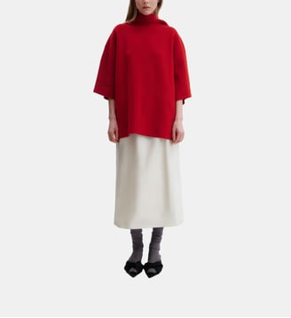 Top ample col écharpe en maille cachemire laine - Carven - Rouge