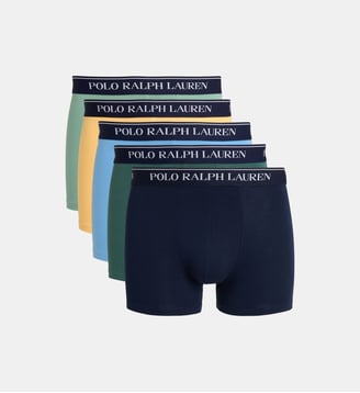 Lot de 5 boxers signature en coton - Polo Ralph Lauren - Bleu et vert