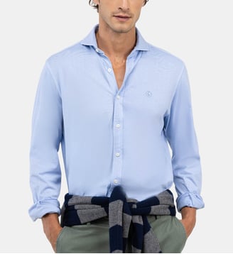 Chemise droite en jersey de coton signature - El Ganso - Bleu
