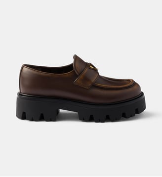 Mocassins en cuir signature - Prada - Marron