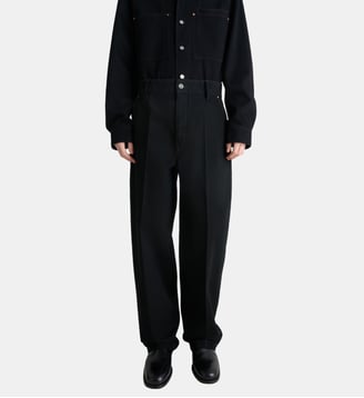 Pantalon Maxi Barrel Workwear droit en coton - Lemaire - Black