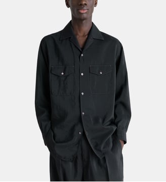 chemise col convertible en soie mélangé - Lemaire - Black