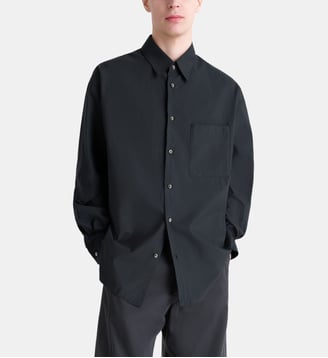 Chemise droite poche plaquée en coton mélangé - Lemaire - Gris foncé