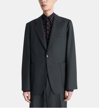 Veste droite fermeture boutonnée - Lemaire - Marine mélangé