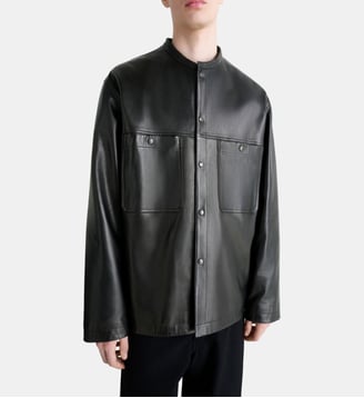 Surchemise en cuir col rond - Lemaire - Black