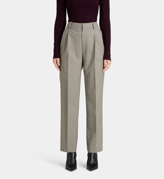 Pantalon à pinces droit en laine vierge  - Victoria Beckham - Gris