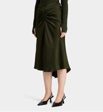 Jupe midi Bela fluide satinée - Victoria Beckham - Dark olive