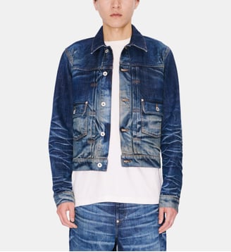 Veste droite en coton signature - Kenzo - Bleu denim