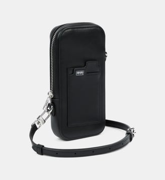 Sacoche porte-téléphone en cuir signature - Kenzo - Noir