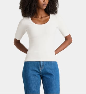 T-shirt slim en coton côtelé - Dockers - Blanc