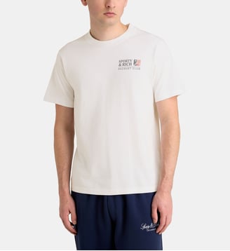 T-shirt droit signature coton - Sporty & Rich - Blanc