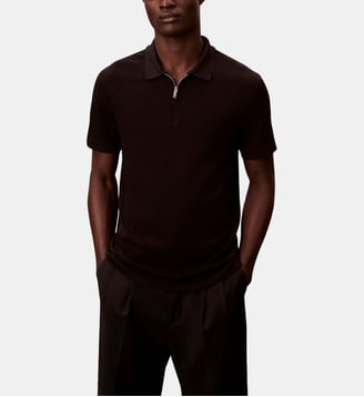 Polo droit col zippé - Calvin Klein - Noir