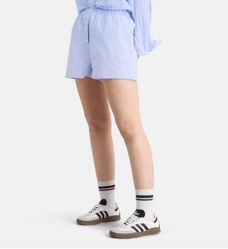 Short large boutonné à rayures coton - Sporty & Rich - Bleu et blanc