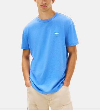 T-shirt en coton signature - Tommy Hilfiger - Bleu azur