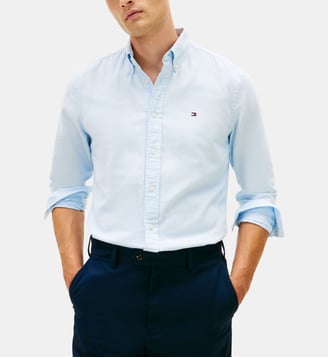 Chemise en coton droite - Tommy Hilfiger - Bleu clair