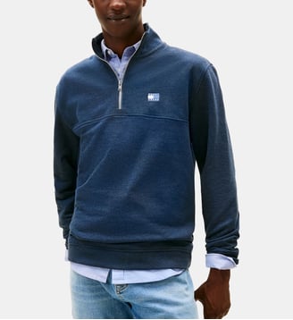 Pull en coton signature - Tommy Hilfiger - Bleu marine