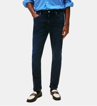 Jean slim en coton stretch stonewashed - Tommy Hilfiger - Bleu foncé