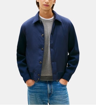 Blouson droit col chemise fermeture boutonnée - Tommy Hilfiger - Bleu marine