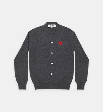 Cardigan griffé à col V - Comme des Garçons PLAY - Gris foncé
