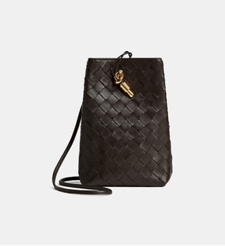 Sac pochette pour téléphone en cuir - Bottega Veneta - Marron foncé