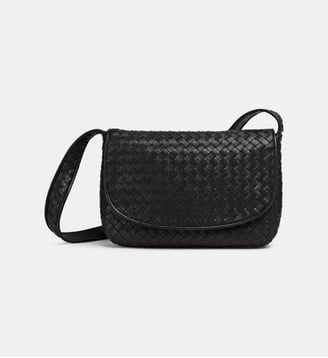 Sac à main Flap Messenger en cuir nappa motif Intrecciato - Bottega Veneta - Noir