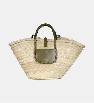 Sac panier Spiral - Craie - Beige et vert kaki